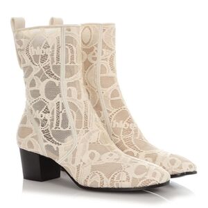 Chloe Cream Lace Heeled Boots